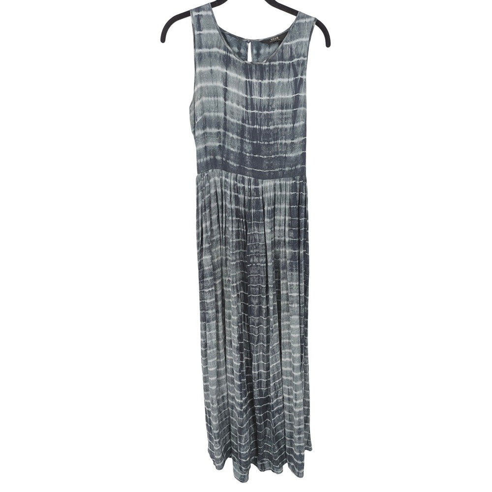 Neuw Maxi Dress Womens Medium Gray Tie Dye Sleeveless Open Back Rayon Boho